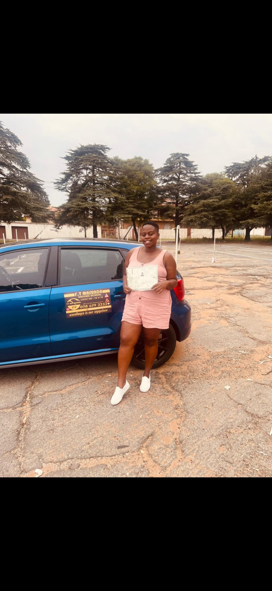 F.T Masunda student passed first time with branded training vehicle